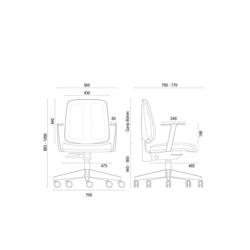 Cadeira Flip Executiva Giratória SRE Base Nylon Cavaletti