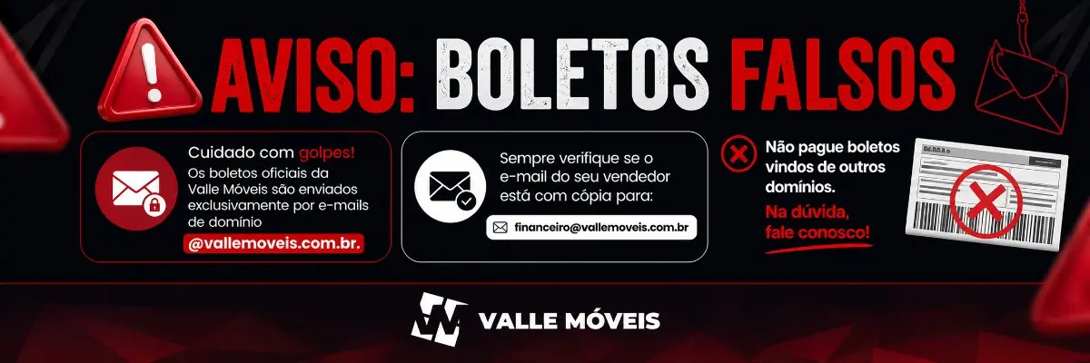 Aviso Valle Móveis: Boletos Falso
